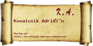 Kovalcsik Adrián névjegykártya